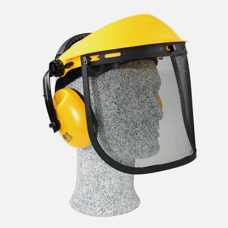 Casque De Sécurité Pour Tronçonneuse, Débroussailleuse - Visière Maille Intégrale, Réglable - Orange